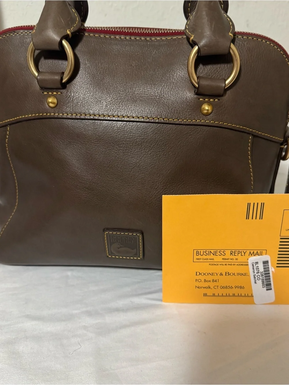 Dooney & Bourke Florentine Cameron Leather Satchel with Gold-Tone Hardware EUC